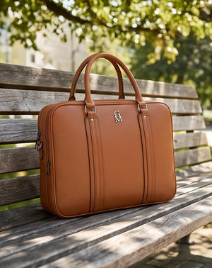Borsa da lavoro doppio scomparto 94950, cuoio, scena di utilizzo