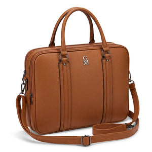 Borsa da lavoro doppio scomparto 94950, cuoio, vista su sfondo bianco