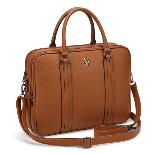 Borsa da lavoro doppio scomparto 94950, cuoio, vista su sfondo bianco