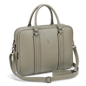 Borsa da lavoro doppio scomparto 94950, verde salvia, vista su sfondo bianco