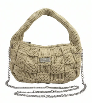 Borsa hobo a riquadri Baci & Abbracci BMZ006, beige chiaro