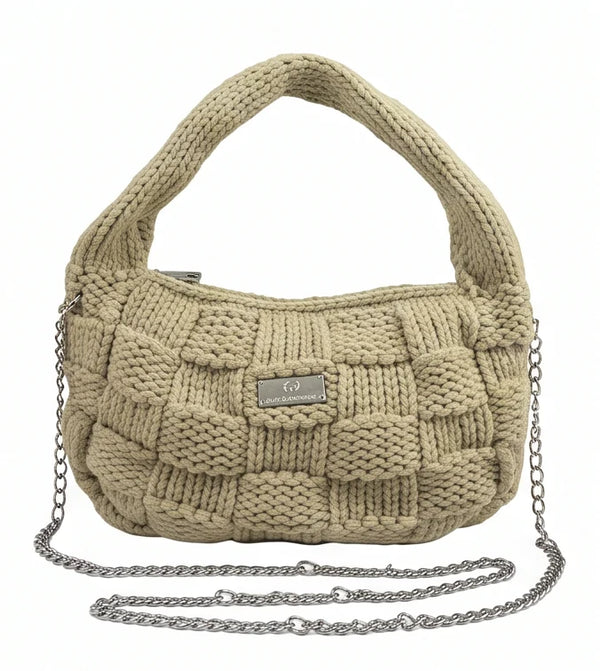 Borsa hobo a riquadri Baci & Abbracci BMZ006, beige chiaro