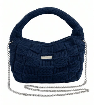 Borsa hobo a riquadri Baci & Abbracci BMZ006, blu navy