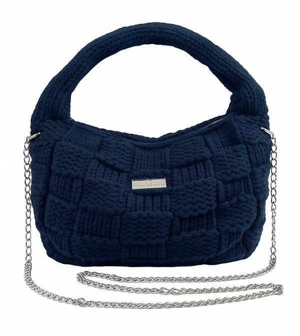 Borsa hobo a riquadri Baci & Abbracci BMZ006, blu navy