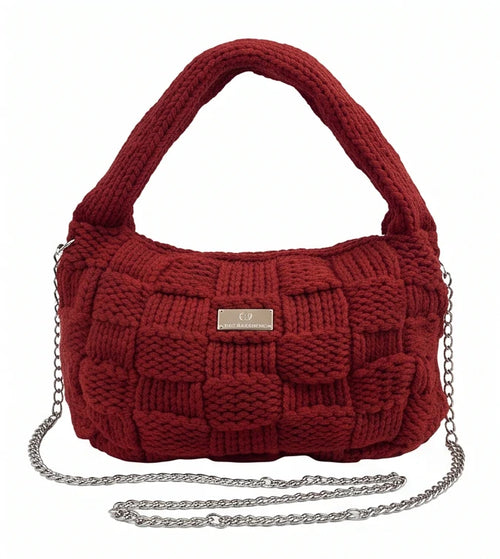 Borsa hobo a riquadri Baci & Abbracci BMZ006, bordeaux