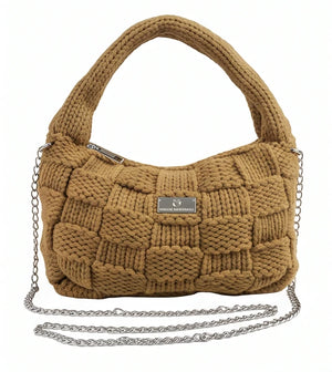 Borsa hobo a riquadri Baci & Abbracci BMZ006, cammello
