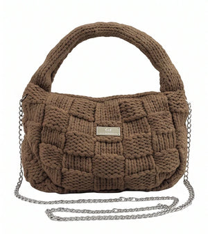Borsa hobo a riquadri Baci & Abbracci BMZ006, marrone tortora