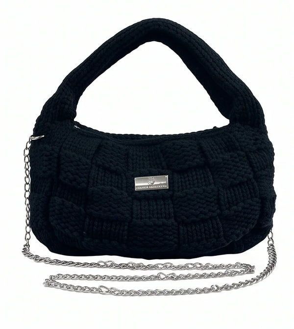 Borsa hobo a riquadri Baci & Abbracci BMZ006, nero