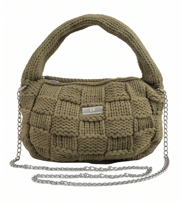 Borsa hobo a riquadri Baci & Abbracci BMZ006, verde oliva
