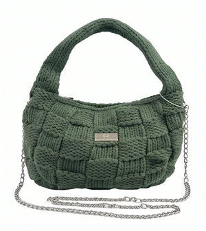 Borsa hobo a riquadri Baci & Abbracci BMZ006, verde salvia