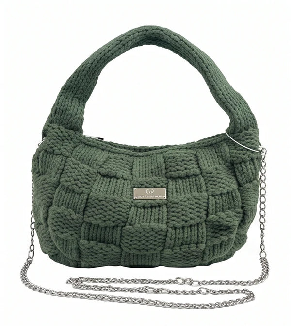 Borsa hobo a riquadri Baci & Abbracci BMZ006, verde salvia