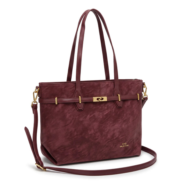 Borsa shopper Gino Valentini 0940-36, Bordeaux (Wine), vista su sfondo bianco