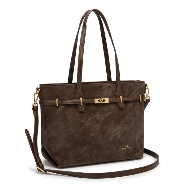 Borsa shopper Gino Valentini 0940-36, Caffè (Coffee), vista su sfondo bianco