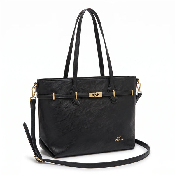 Borsa shopper Gino Valentini 0940-36, Nero (Black), vista su sfondo bianco