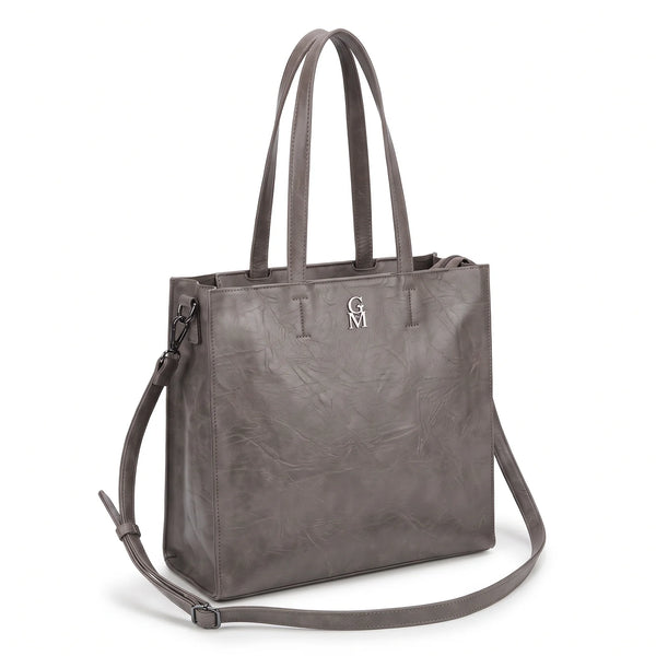 Shopper verticale con tracolla LX3556, grigio, vista su sfondo bianco