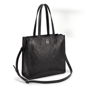 Shopper verticale con tracolla LX3556, nero, vista su sfondo bianco