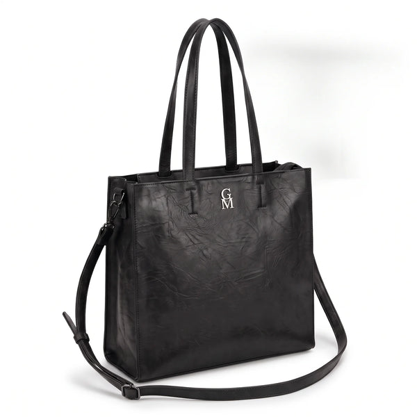 Shopper verticale con tracolla LX3556, nero, vista su sfondo bianco
