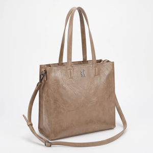 Shopper verticale con tracolla LX3556, tortora chiaro, vista su sfondo bianco