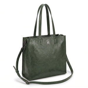 Shopper verticale con tracolla LX3556, verde bosco, vista su sfondo bianco