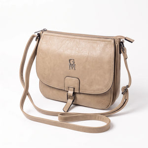 Borsa a tracolla 21008, beige, vista su sfondo bianco