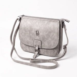 Borsa a tracolla 21008, grigio chiaro, vista su sfondo bianco