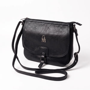 Borsa a tracolla 21008, nero, vista su sfondo bianco