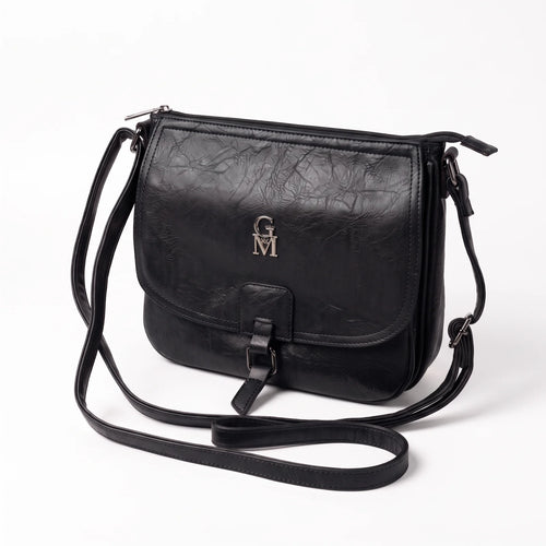 Borsa a tracolla 21008, nero, vista su sfondo bianco