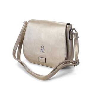Borsa a tracolla 2881, champagne, vista su sfondo bianco