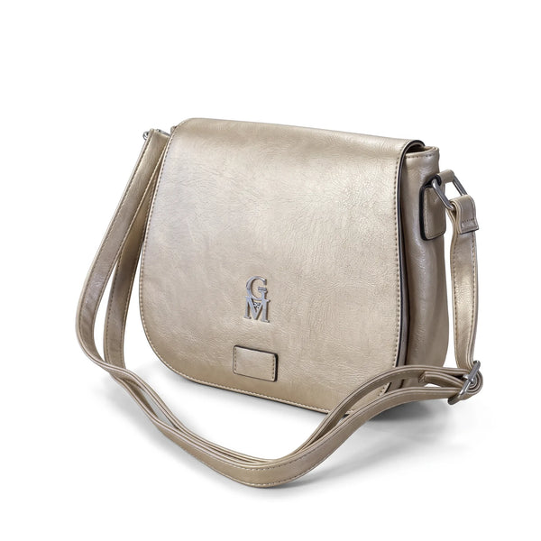 Borsa a tracolla 2881, champagne, vista su sfondo bianco