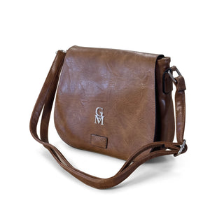 Borsa a tracolla 2881, marrone, vista su sfondo bianco