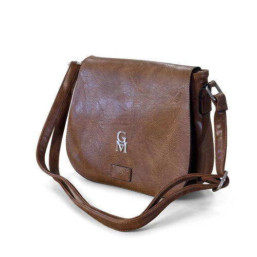 Borsa a tracolla 2881, marrone, vista su sfondo bianco