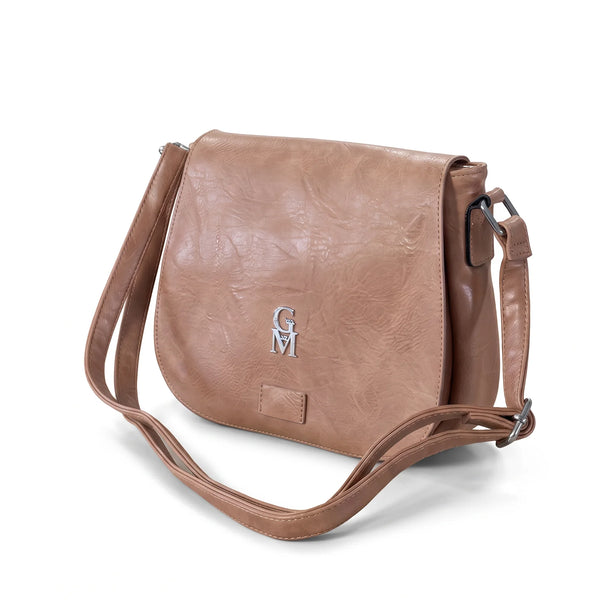 Borsa a tracolla 2881, rosa nude, vista su sfondo bianco