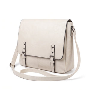 Borsa a tracolla doppia fibbia A-629, bianco, vista su sfondo bianco
