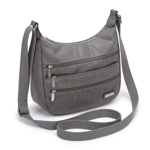 Borsa tracolla donna CHARRO con tre tasche frontali zip - Grigio, vista principale