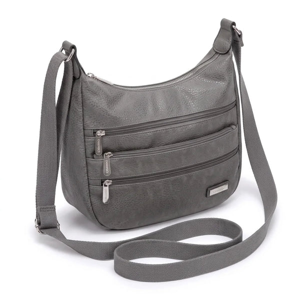 Borsa tracolla donna CHARRO con tre tasche frontali zip - Grigio, vista principale