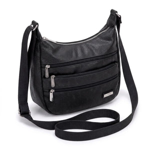 Borsa tracolla donna CHARRO con tre tasche frontali zip - Nero, vista principale