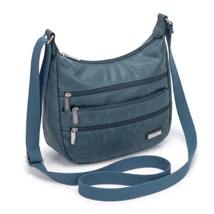 Borsa tracolla donna CHARRO con tre tasche frontali zip - Petrolio, vista principale