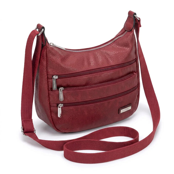 Borsa tracolla donna CHARRO con tre tasche frontali zip - Rosso rubino, vista principale