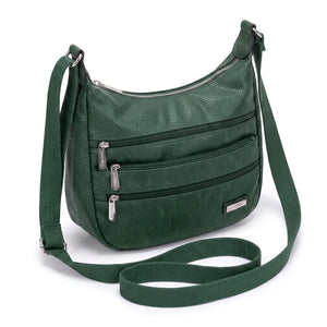 Borsa tracolla donna CHARRO con tre tasche frontali zip - Verde bosco, vista principale