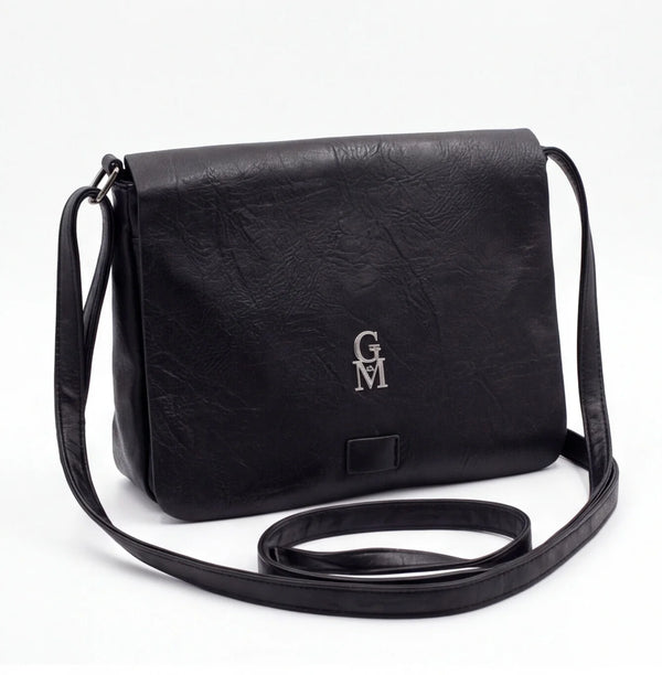 Borsa a tracolla L6322, nero, vista di tre quarti