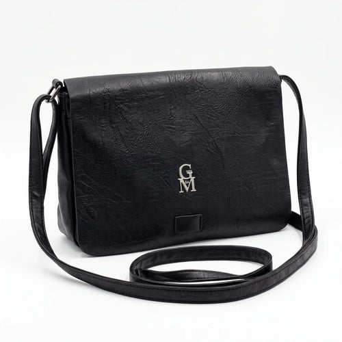 Borsa a tracolla L6322, nero, vista su sfondo bianco