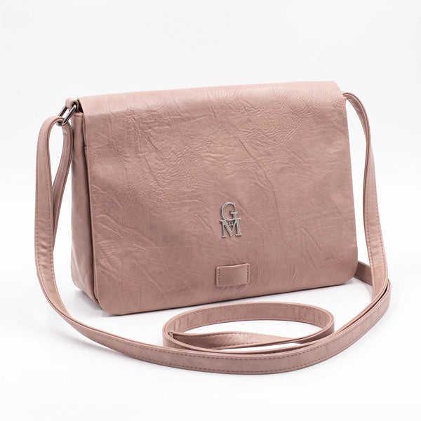 Borsa a tracolla L6322, rosa cipria, vista su sfondo bianco