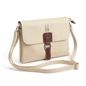 Borsa a tracolla T-8525B, avorio, vista su sfondo bianco