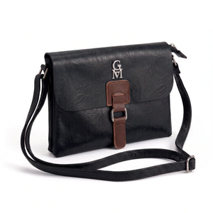Borsa a tracolla T-8525B, nero, vista su sfondo bianco