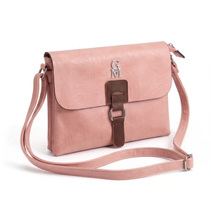 Borsa a tracolla T-8525B, rosa cipria, vista su sfondo bianco