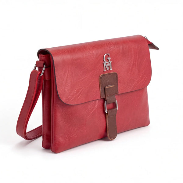Borsa a tracolla T-8525B, rosso, vista di tre quarti