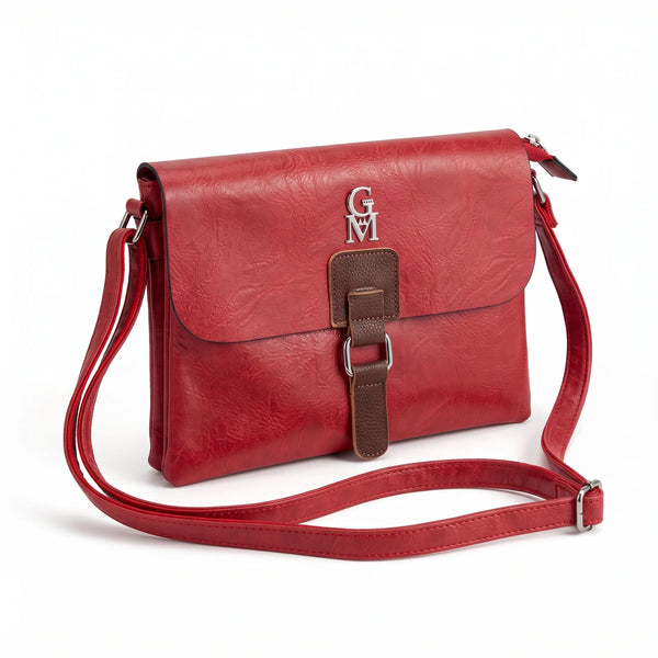 Borsa a tracolla T-8525B, rosso, vista su sfondo bianco