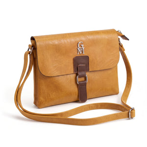 Borsa a tracolla T-8525B, senape, vista su sfondo bianco