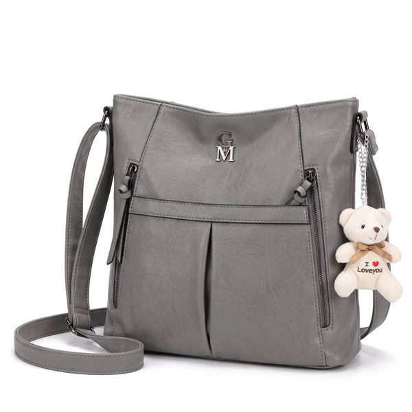 Tracolla zip verticali e orsetto HH6872, grigio, vista su sfondo bianco