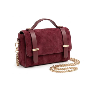 Borsa Valentino Creations effetto scamosciato con catena, bordeaux
